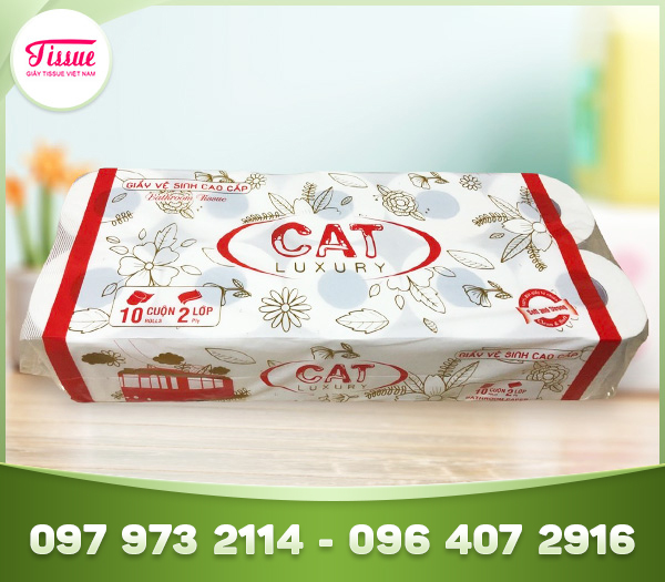 Giấy vệ sinh CAT Luxury 2 lớp 10 cuộn, dài hơn và dai hơn